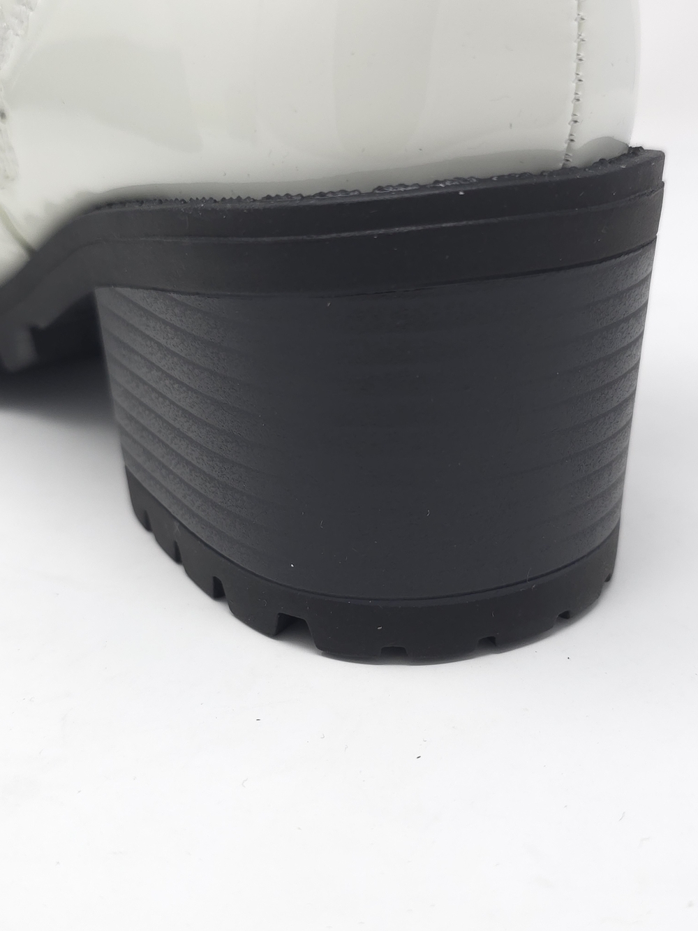 Combat Boots Chunky Heel Lace Up Side Zipper Faux Leather White Pat Ankle Boot - Picture 10 of 12